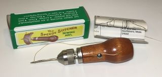 Vtg Stewart The Speedy Stitcher Sewing Awl Repair Tool W/ Instructions