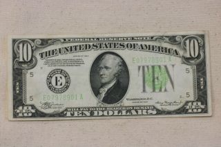 Vintage Green $10 1934 - A Richmond Federal Reserve Note Ten Dollar Bill Dollars