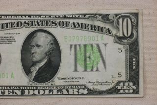 VINTAGE green $10 1934 - A RICHMOND FEDERAL RESERVE NOTE TEN DOLLAR BILL DOLLARS 3
