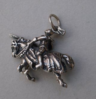 Vintage Silver Jousting Knight On Horse Charm Ready For The Tournament Mkd.  925