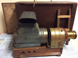 Antique Marcy’s Magic Lantern Slide Viewer Projector W/ Darlot Lens,  Orig.  Box