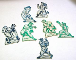 7 Vintage Plastic Buttons Realistic Baseball Position Players Designs - 1 & 5/8 "