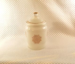 Vintage White Glass With Gold Trim Apothecary Vanity Powder Jar