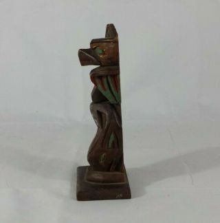 Vintage Hand Carved Painted First Nations Canada Totem Pole 6.  5 