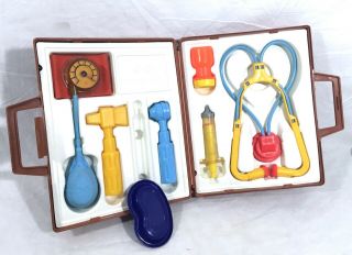 Vintage 1977 Fisher Price Medical Kit Play Blood Pressure Cuff Doctor Nurse