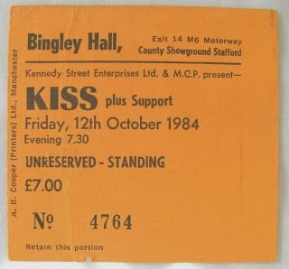 Kiss 1984 Animalize European Tour Vintage Concert Ticket Bingley Hall,