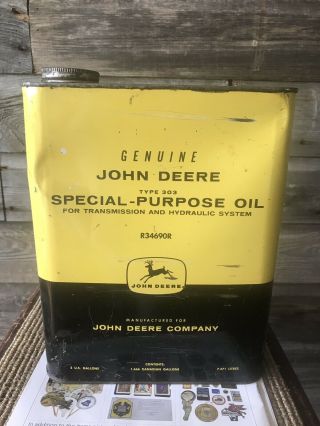 Vintage 2 Gallon John Deere Special Purpose Motor Oil Can Nr Deere Sign
