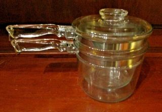 Vintage Pyrex Glass Flameware Stovetop Double Boiler 6283 1 1/2 Qt