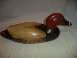 Vintage Primitive Hand Carved Solid Wood Duck Decoy 15 " Long
