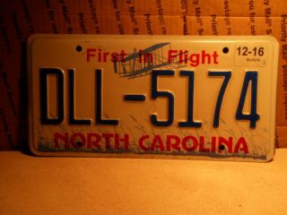 2016 North Carolina Nc License Plate Dll - 5174 First In Flight