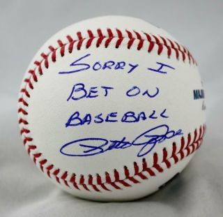 Pete Rose Autographed Rawlings Oml Baseball W/ Insc - Jsa W Auth 504