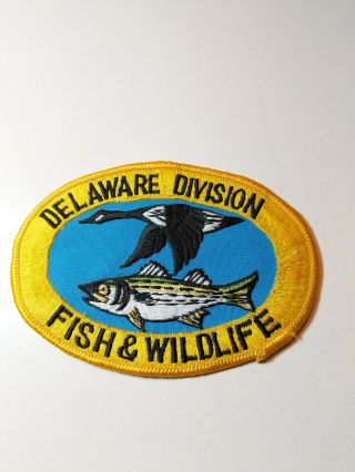 Delaware Division Fish & Wildlife 4.  5 " X 3.  2 " Vintage Patch Glued