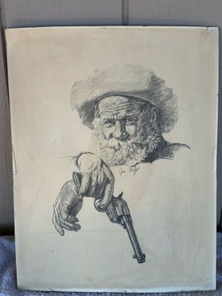 Vintage Jim Daly The Watch Sketch Unframed Art Pencil Drawing