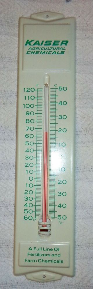 Old Vintage Metal Thermometer Kaiser Agricultural Farm Chemicals Advertisement