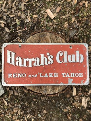 Vintage 1960s Harrahs Reno Lake Tahoe Hot Rod Car Club Plaque Plate
