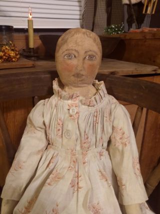 Aafa Antique Early Cloth Doll Painted Face