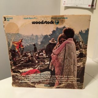 Vintage Woodstock Soundtrack 3 Lp Album Vinyl Trifold