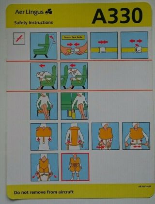 Safety Card / Aer Lingus / Airbus A330 / 1996 [ab 330/1/4/96]