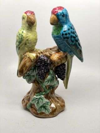 Vintage Ceramic Parakeets Bird Figurine