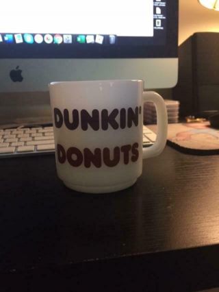 Vintage White Glasbake Dunkin Donuts Coffee Cup Mug Circa 1978