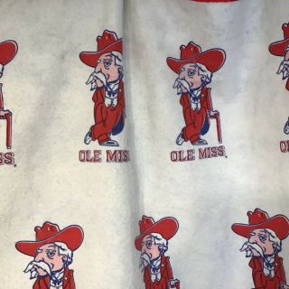 Vintage Ole Miss Rebels Colonel Reb Blanket 72 X 76 Made In Usa