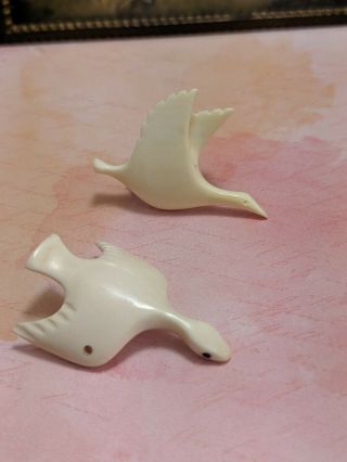 Vintage Bone Carved Birds Brooch Pendant Upcycle,  Recycle,  Reused (mm) Jewelry
