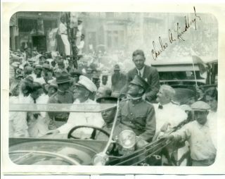 Pilot Col.  Charles Lindbergh Signed 1928 Press Photo Lindy In Panama