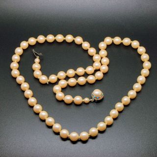 Vintage Jewellery Classy Knotted Faux Pearl Necklace With Pretty Ab Clasp