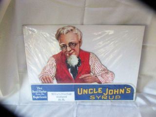Uncle John’s Syrup Vintage Advertising Cardboard Counter,  Milford,  Nh