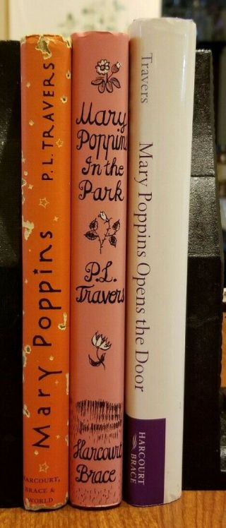 Mary Poppins 3 Vintage Hardcover Books With Dust Jackets Travers