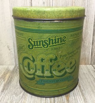 Vintage Green Sunshine Brand Coffee Tin Advertising Canister