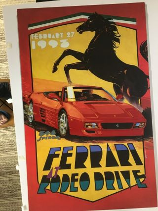 Ferrari Poster.  1993 Rodeo Drive Introduction Ferrari 348 Spider.  Rare Print