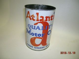 Atlantic A 5 Five Quart Motor Oil Can Vintage Gas Station Repair Shop Rack Can