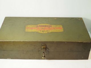 Vintage Green Carter Carburetor Corporation Metal Box 14 " X 7.  5 X 3.  5 " St.  Louis