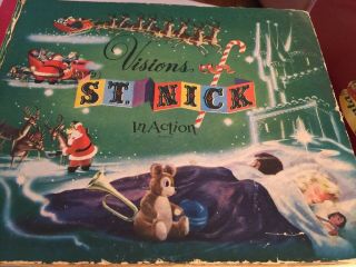 Vtg 1950 Visions Of St.  Nick In Action Pop Up Carousel Book First Ed Christmas