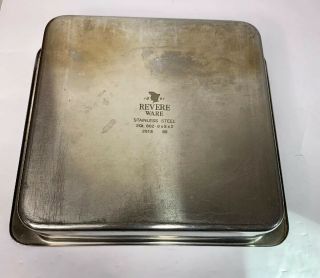 Vintage Revere Ware 2518 Stainless 2 Qt.  6 Oz 8 X 8 X 2 Square Cake Baking Pan