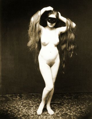 1870 Female Nude With Mask Vintage Old Photo 8.  5 " X 11 " Reprint