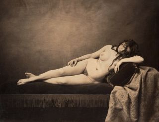 1856 Nude Female Reclining On Couch Vintage Old Photo 8.  5 " X 11 " Reprint