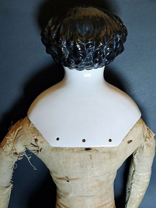 Very Rare Antique 1860 ' s German China Doll Head and Cloth Body.  Alt,  Beck & Gott 2