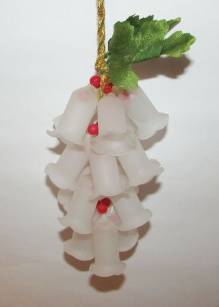 8 " Vintage Frosted White Glass Bell Grape Cluster Christmas Ornament