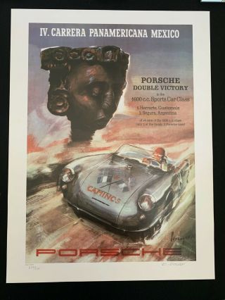 Rare Porsche Factory Poster Double Victory Iv Carrera Panamerica Mexico