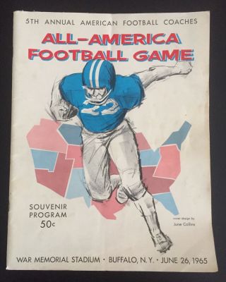 Vintage 1965 All - American Football Game Program - Buffalo War Memorial Stadium