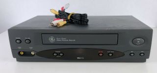 Ge Vg4052 Vhs - Hq 4 - Head Vcr Player,  Black,  Av Rca Cords - Vtg Recorder