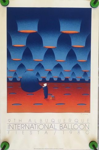 Aibf 1980 Albuquerque Balloon Fiesta Serigraph By Maan Numbered 1361/5000 Rare