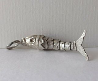 09 Vintage Silver Charm Large Segmented Fish