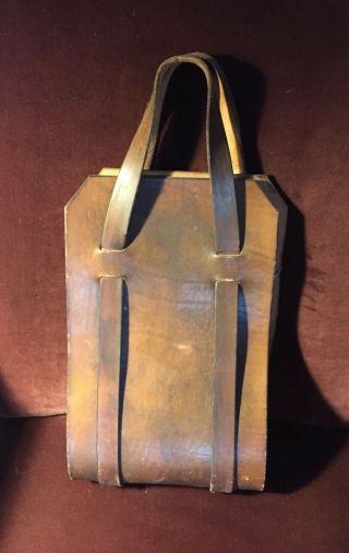 Vintage Leather Firewood Carrier Cabin Rustic