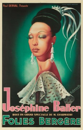 Josephine Baker Folie Bergere Gyarmathy Vintage Ad (posters,  Wood & Metal Signs)