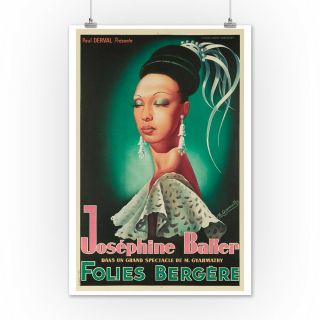 Josephine Baker Folie Bergere Gyarmathy Vintage Ad (Posters,  Wood & Metal Signs) 2