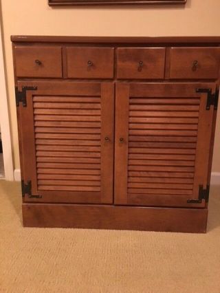 Vintage Ethan Allen 30 " Crp Louvered Maple Cabinet -