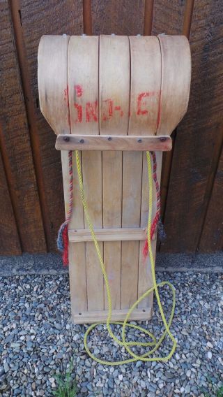 Vintage Wooden Toboggan 35 " Long By 11 " Wide Great For Use Or Decoration